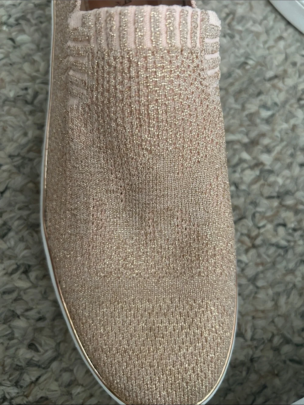 Slip-On Knit Sneakers in Rose Gold